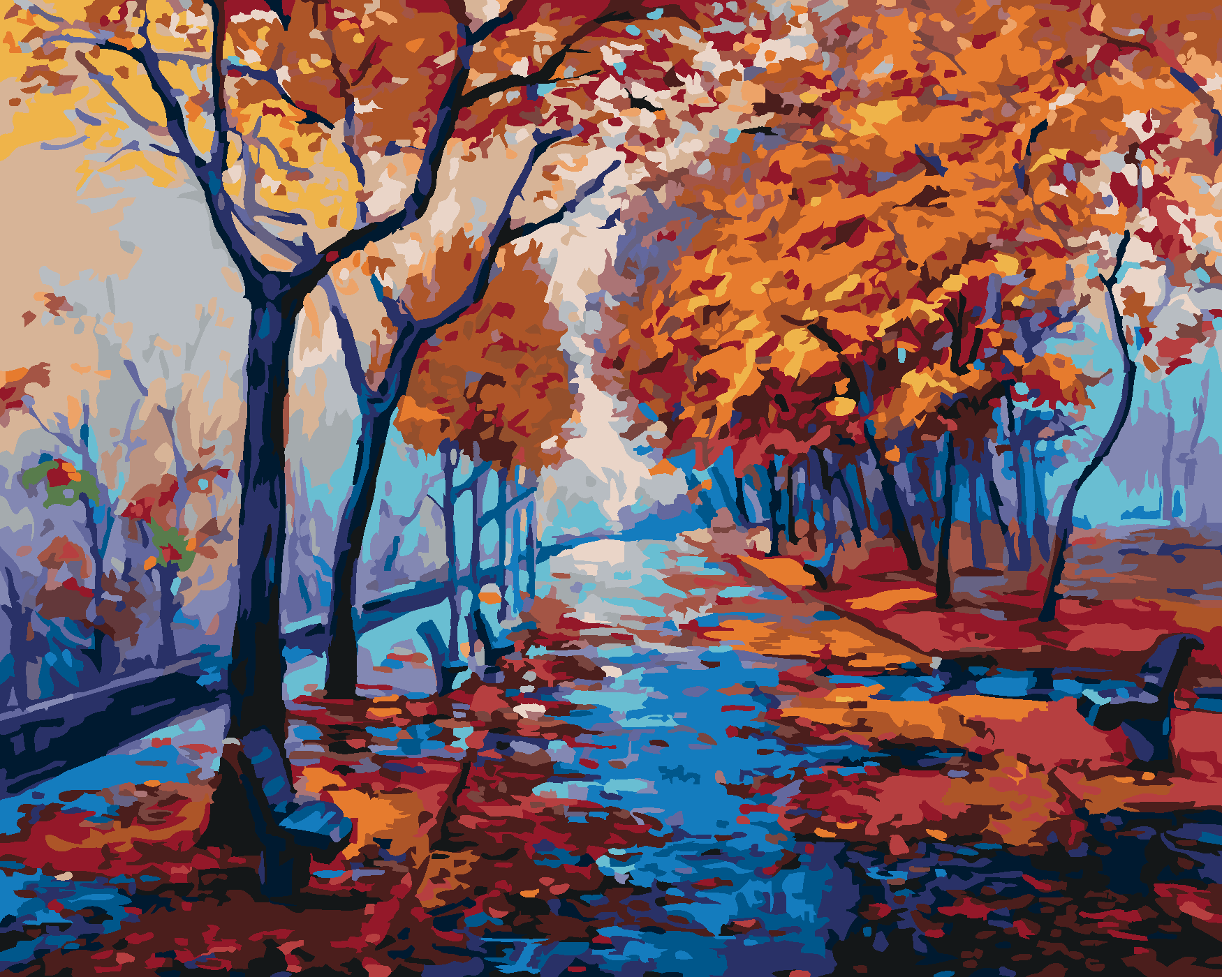 IDEYKA Malen Nach Zahlen Herbstlicher Wein - DIY Bild 30x40 Cm Mit Rahmen