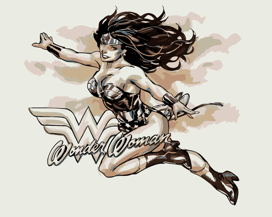 Malen nach Zahlen - WONDER WOMAN SCHWARZ-WEISS POSTER IV