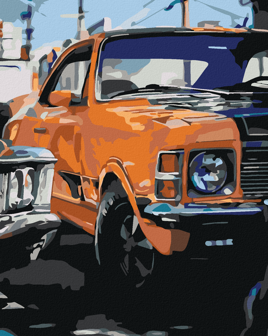 Diamond painting - AUTO IN ORANGE