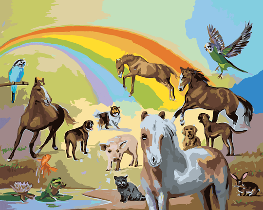 Malen nach Zahlen - REGENBOGEN UND TIERE (D. RUSTY RUST)