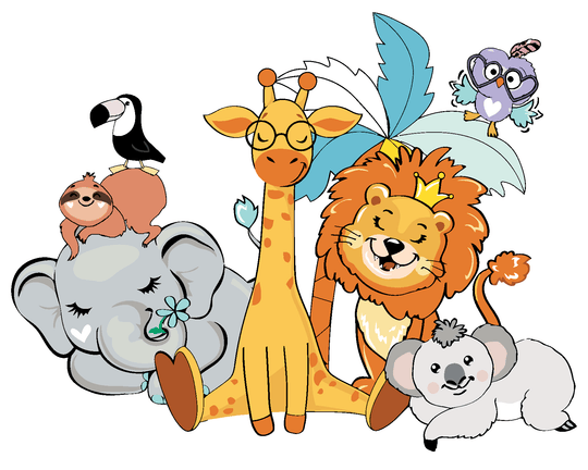 Malen nach Zahlen - GIRAFFE, ELEFANT, LÖWE, KOALA, TUKAN UND ANDERE TIERE