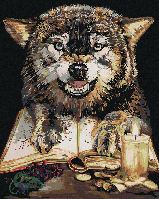 Diamond painting - WOLF MIT BUCH (HOLLY SIMENTAL)