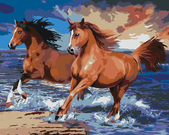 Malen nach Zahlen - PFERDE AM SANDSTRAND (HOWARD ROBINSON)