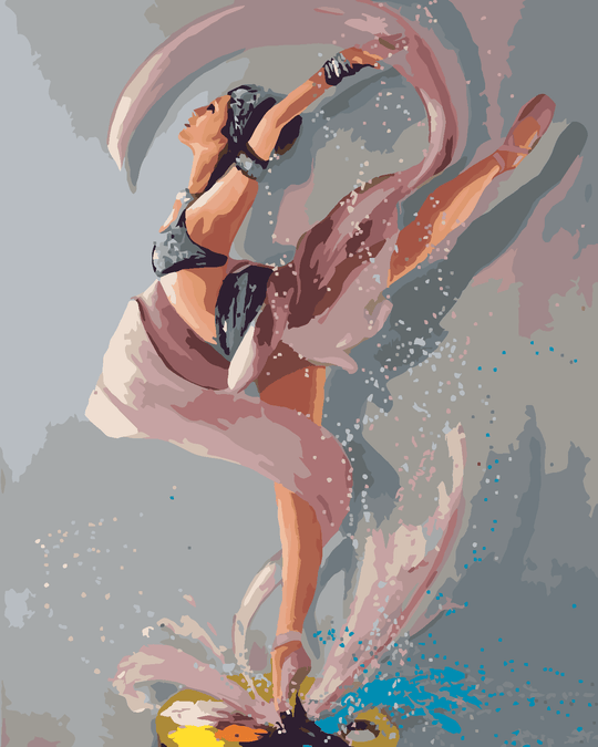Malen nach Zahlen - BALLERINA TANZT AUF EINER FARBPALETTE