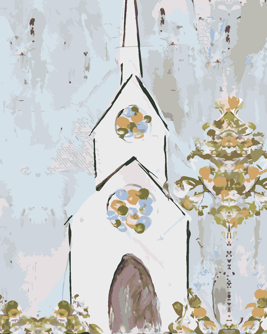 Malen nach Zahlen - WEISSE GEMALTE KIRCHE (HALEY BUSH)