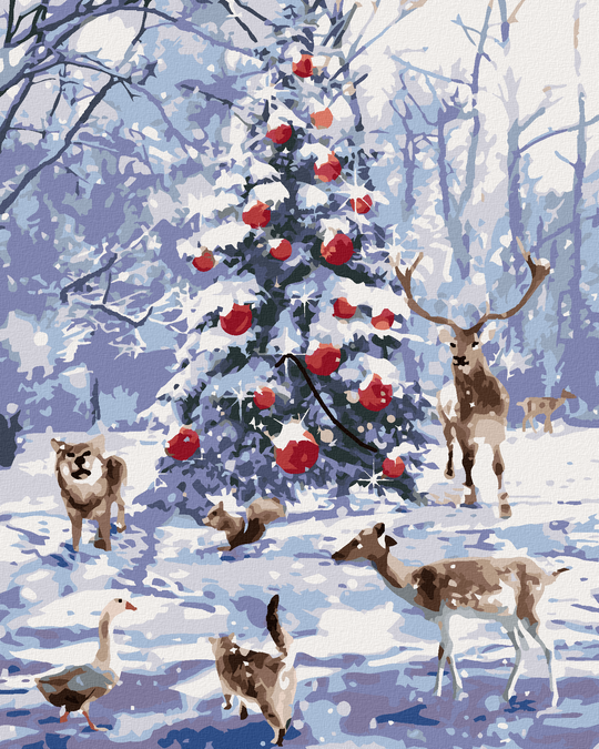 Diamond painting - TIERE AM WEIHNACHTSBAUM