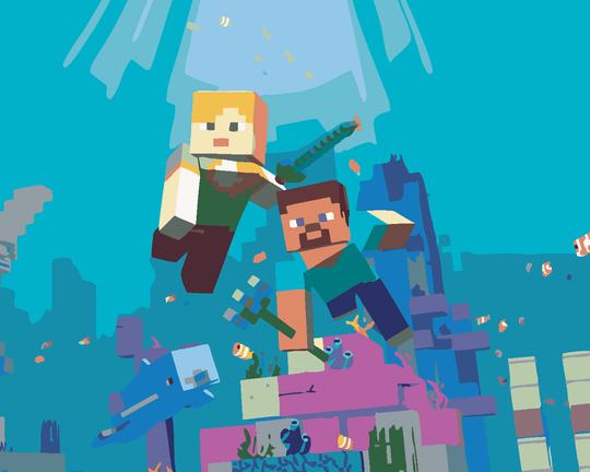 Malen nach Zahlen - MINECRAFT - UNTER DEM WASSER