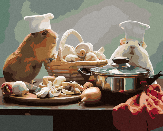 Diamond painting - MEERSCHWEINCHEN KOCHEN MITTAGESSEN
