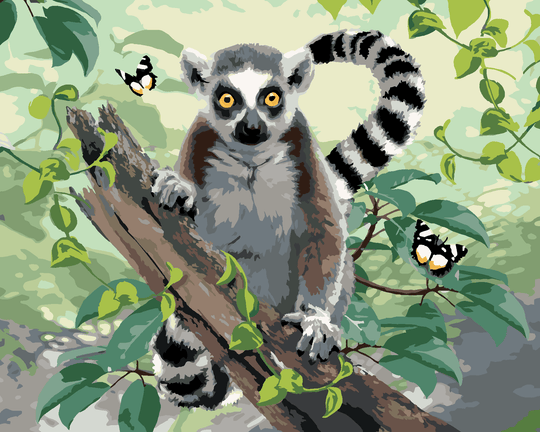 Malen nach Zahlen - LEMUR UND SCHMETTERLINGE (HOWARD ROBINSON)