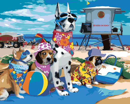 Malen nach Zahlen - HUNDE AUF EINEM AUSFLUG ZUM STRAND (HOWARD ROBINSON)