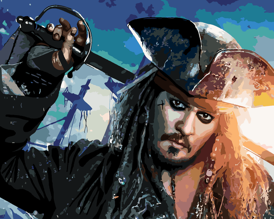 Malen nach Zahlen - CAPTAIN JACK SPARROW MIT SCHWERT
