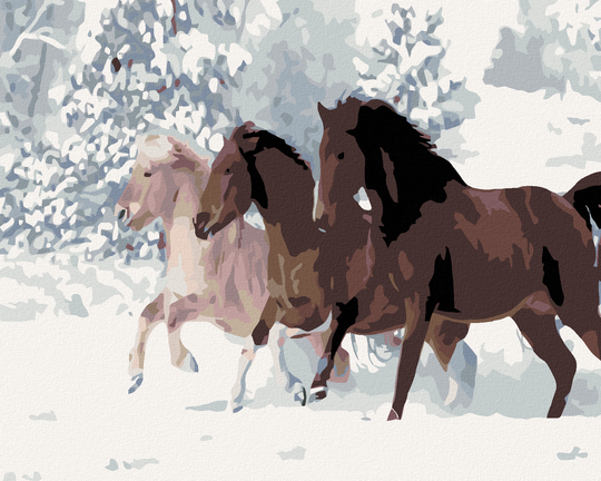Diamond painting - PFERDE IM SCHNEE