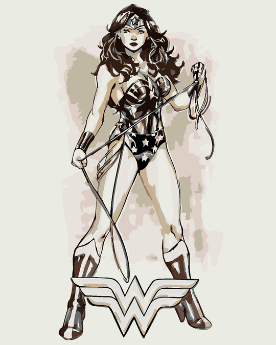 Malen nach Zahlen - WONDER WOMAN SCHWARZ-WEISS POSTER II