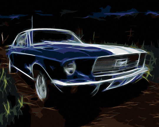 Diamond painting - BLAUES AUTO FORD MUSTANG