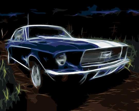 Malen nach Zahlen - BLAUES AUTO FORD MUSTANG