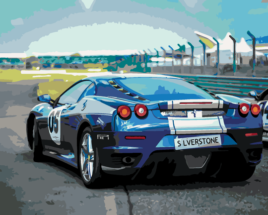 Malen nach Zahlen - SPORTLICHES BLAUES AUTO FERRARI