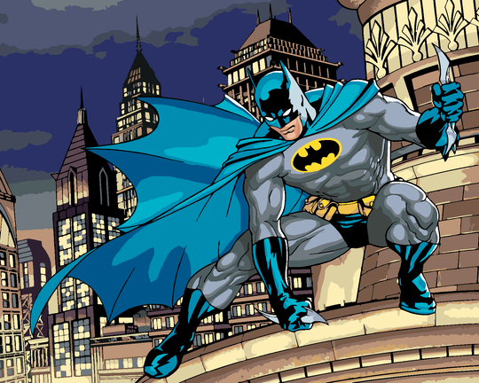 Malen nach Zahlen - BATMAN AUF DEM DACH EINES WOLKENKRATZERS