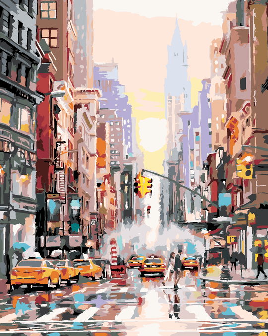Malen nach Zahlen - NEW YORK STREET UND GELBE TAXIS (RICHARD MACNEIL)