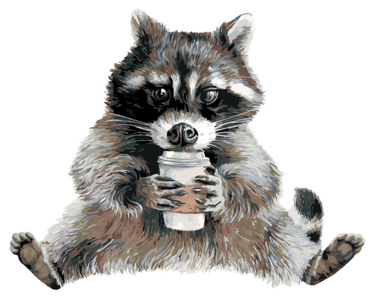 Malen nach Zahlen - WASCHBÄR UND KAFFEE (HOLLY SIMENTAL)