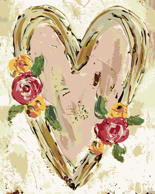 Malen nach Zahlen - ROSA HERZ MIT BLUMEN II (HALEY BUSH)