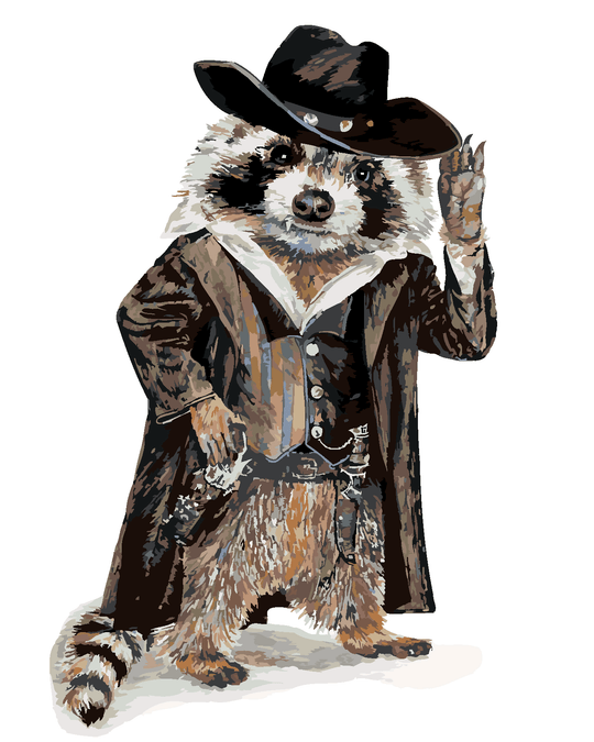 Malen nach Zahlen - WASCHBÄR COWBOY  (HOLLY SIMENTAL)