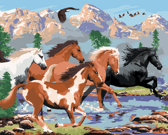 Malen nach Zahlen - WILDPFERDE IN DEN BERGEN (HOWARD ROBINSON)