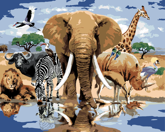 Malen nach Zahlen - TIERE IN DER OASE AFRIKAS (HOWARD ROBINSON)