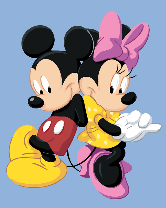 Malen nach Zahlen - MICKEY MOUSE UND MINNIE AUF BLAUEM HINTERGRUND