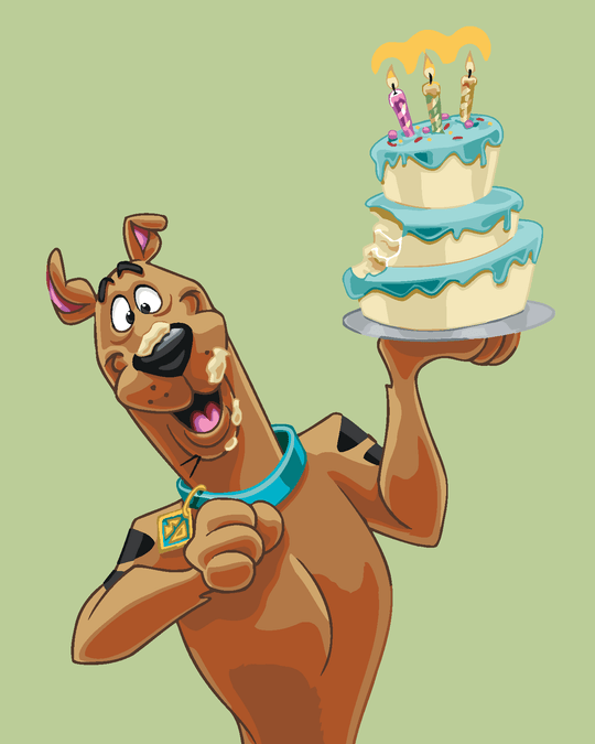 Malen nach Zahlen - SCOOBY MIT GEBURTSTAGSKUCHEN (SCOOBY DOO)