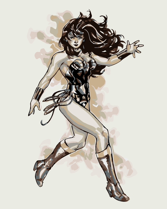 Malen nach Zahlen - WONDER WOMAN SCHWARZ-WEISS POSTER III
