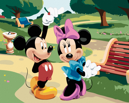 Diamond painting - MICKEY MOUSE UND MINNIE UNTER DEM MISTELZWEIG