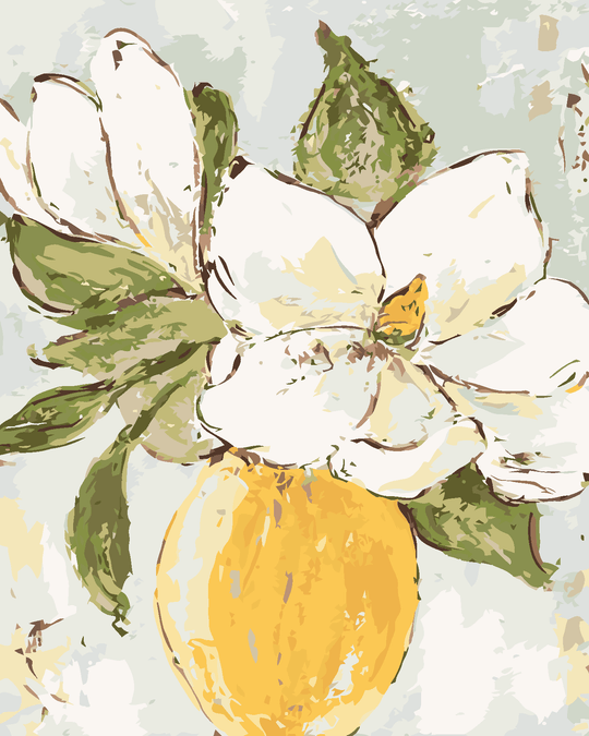 Malen nach Zahlen - MAGNOLIE IN GELBER VASE II (HALEY BUSH)