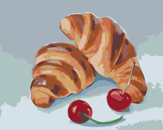 Malen nach Zahlen - CROISSANT UND KIRSCHEN (MYROSLAVA VOLOSCHUK)