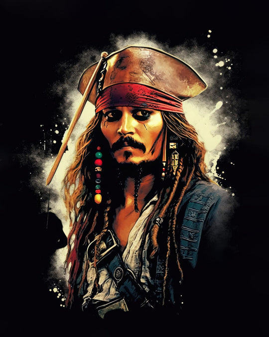 Leinwandbilder - Jack Sparrow auf schwarzem Hintergrund