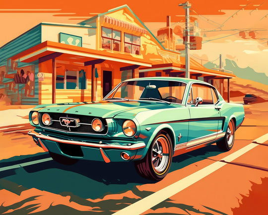 Leinwandbilder - Geparkter Mustang