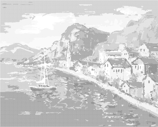 Punktmalerei - DIE KÜSTE BEI HALLSTATT IN ÖSTERREICH