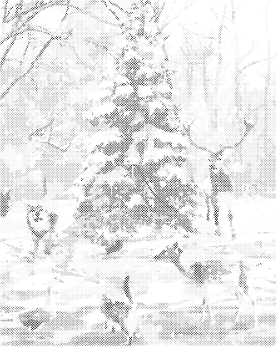 Punktmalerei - TIERE AM WEIHNACHTSBAUM