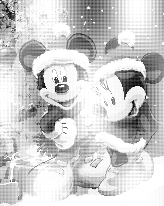Punktmalerei - MICKEY MOUSE UND MINNIE ZUR WEIHNACHTSZEIT