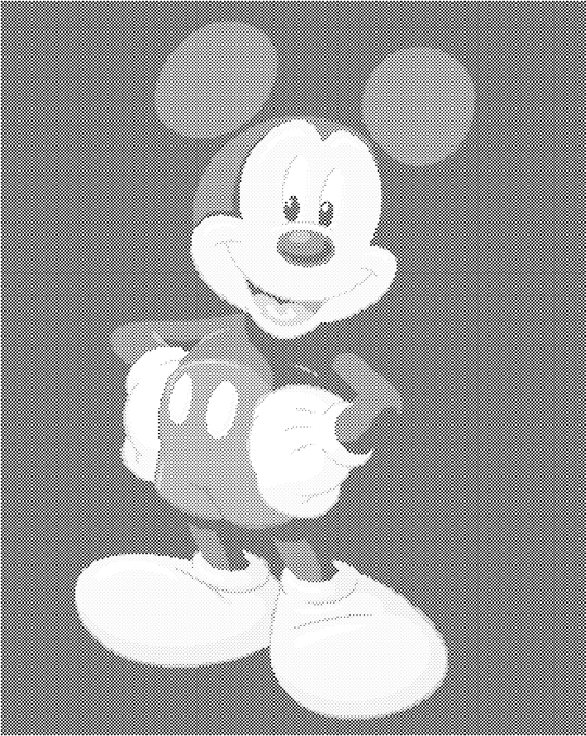 Punktmalerei - MICKEY MOUSE AUF SCHWARZEM HINTERGRUND
