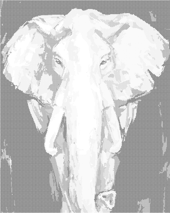 Punktmalerei - BUNTER ELEFANT AUF SCHWARZEM HINTERGRUND