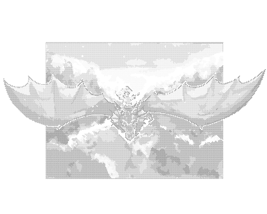 Punktmalerei - FLIEGENDES MÄDCHEN AUF EINEM DRACHEN