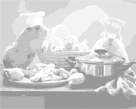 Punktmalerei - MEERSCHWEINCHEN KOCHEN MITTAGESSEN