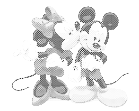 Punktmalerei - MICKEY MOUSE BEKOMMT VON MINNIE EINEN KUSS AUF DIE WANGE