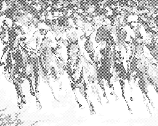 Punktmalerei - PFERDE UND JOCKEYS