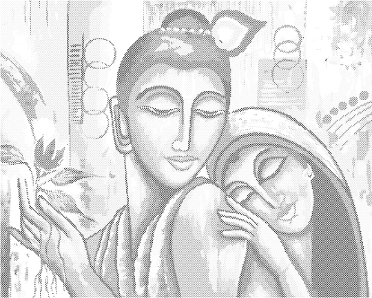 Punktmalerei - BUDDHA MIT EINER FRAU