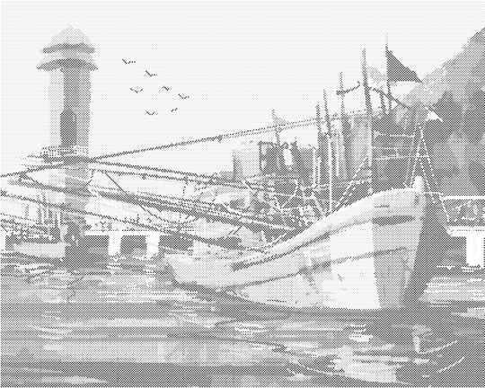 Punktmalerei - GROSSES FISCHERBOOT