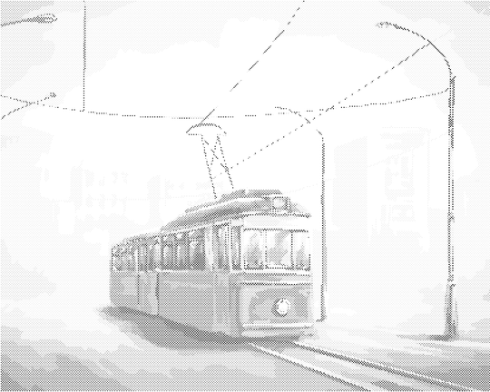 Punktmalerei - STRASSENBAHN