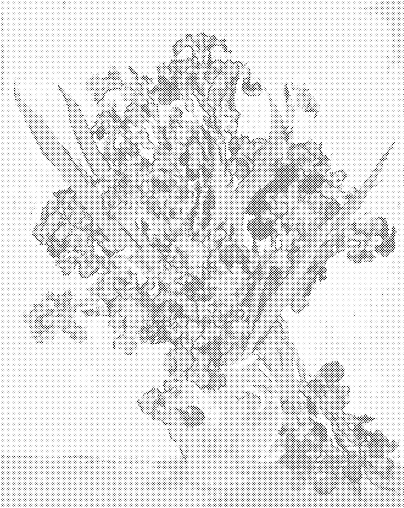 Punktmalerei STILLLEBEN, VASE MIT IRIS VOR GELBEM HINTERGRUND (VINCE