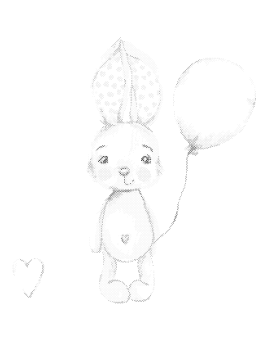 Punktmalerei - KANINCHEN MIT BALLON