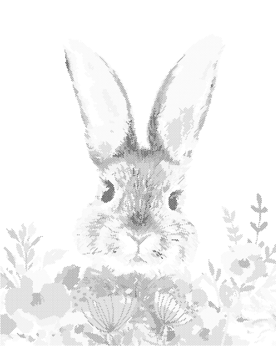 Punktmalerei - KANINCHEN MIT BUNTEN BLUMEN